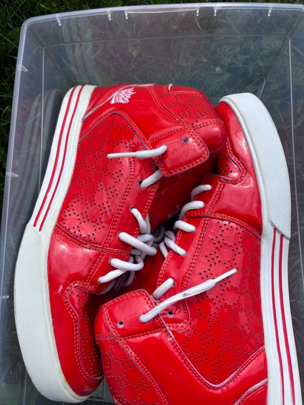 FUBU Red High-Top Patent Sneaker with White Sole - Picture 8 of 8